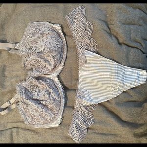 Victoria’s Secret dream angels lavender cream striped set 38DDD / XL